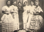 Česká polka 1952 - Anna Faltejsková (Hamplová?), Marie Kurková, Hedvika Chládková, Eliška Nováková, Marie Macháčková (provdaná Svobodová), Eva Adamcová (Havlová) 